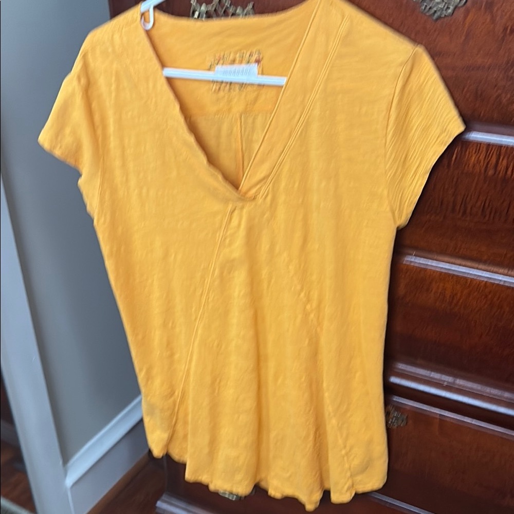 Yellow Fitted Cap Sleeve T-Shirt